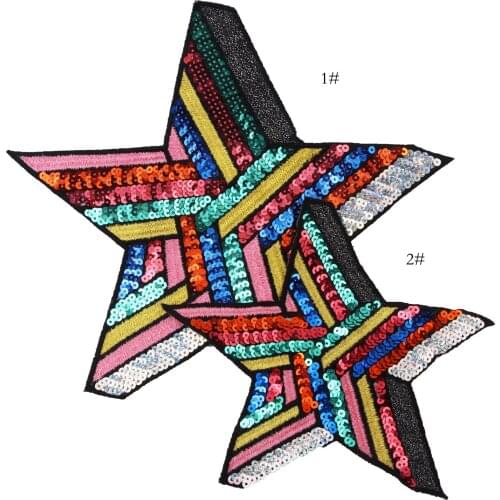 10pcs Big sequins Five-Pointed Star Embroidery Cloth Patch Clothing Accessories Decoration embroidery patches for clothing