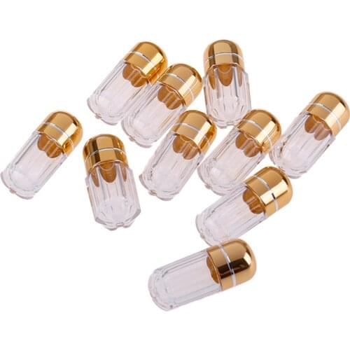 10PC Portable Gold Pill Case Transparent Gel Caps WaterProof Mini Plastic Box Bottle Case Holder Empty Gelatin Capsules