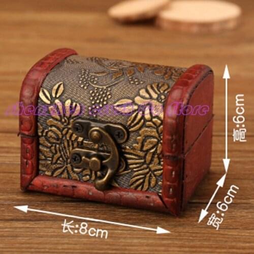 100pcs Small Vintage Trinket Boxes Wooden Jewelry Storage Box Treasure Chest Jewelry Case Home Craft Decor Randomly Patter