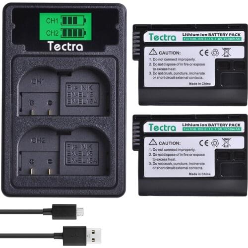2Pcs EN-EL15 EN EL15 EL15 Batteries+LCD USB Charger Type C Port for Nikon D600 D610 D800 D800E D810 D7000 D7100 D7200
