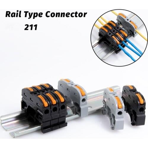 5/10/30/50/100PCS PCT-211 Din Rail Type Quick Wire Connector Compact Splicing Conductor Cable Terminal Block Instead Of UK2.5B
