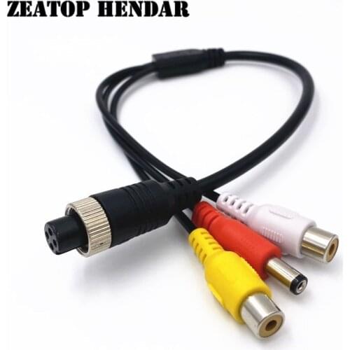 5Pcs M12 4Pin Aviation Head Female Plug to 2 RCA Female + DC Male Cable AV Adapter for CCTV Camera Security DVR Microphone Wire