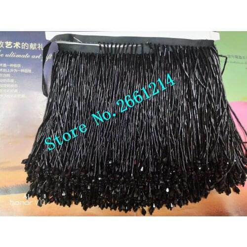 5yards/bag black ,pink red and gold beads ribbon tassel fringe 14cm-15cm width for decoration dress/fashion designer