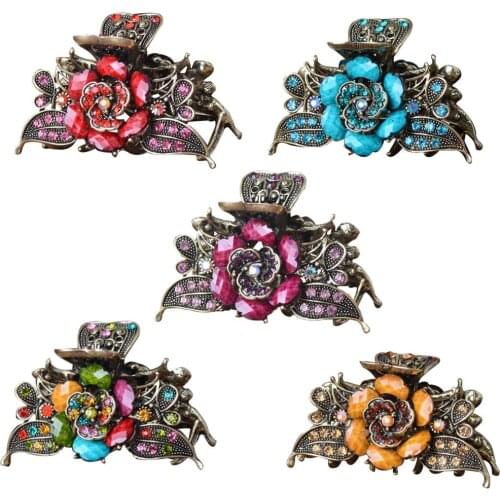 5Pcs Antique Hair Claw Clip Non-Slip Updo Hair Grip Clamp Hairpin Hair Jewelry