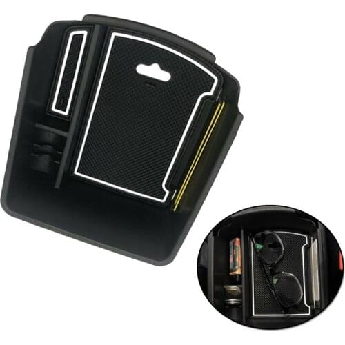 Car Central Armrest Storage Box Organizer Center Console ABS Organizer Containers Holder Black For Kia Seltos 2020