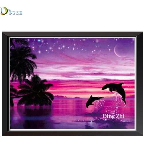 DIY Diamond Painting Dolphin 5D Diamond Embroidery Animal Full Square Round Drill Mosaic Cross Stitch Handmade Poster Wall Decor
