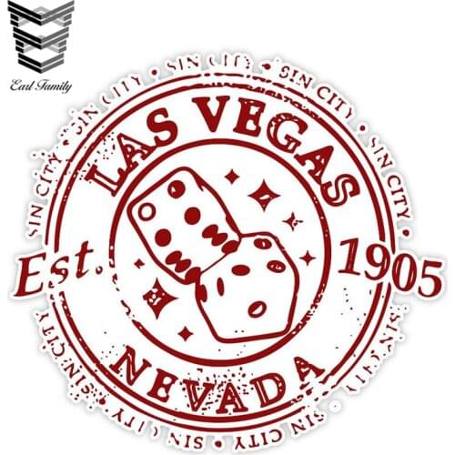 EARLFAMILY 13cm X 12.1cm Car Stickers Las Vegas Nevada Sin City Retro Seal Decal Car Window Truck Bumper Wall Decor Car Styling