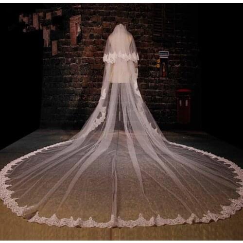 Round Bridal Veil 2016 Cathedral 3 Meter Long Wedding Veil Velos De Novia Cheap Wedding Accessories With Applique Voile Mariage
