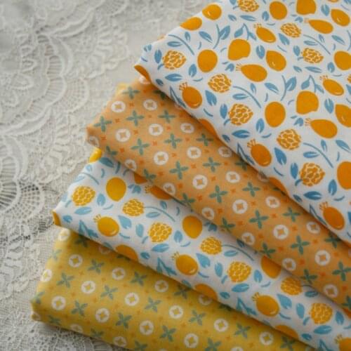 Yellow Printed Cotton Twill Fabric Skin-Friendly Pure Cotton Fabric Material for DIY Sewing Quilting Patchwork Shirt Dress Cloth