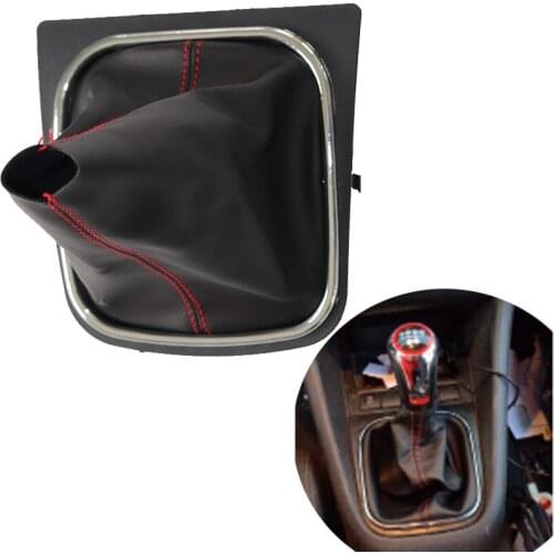 Chrome & Leather Car Shift Gear Knob Lever Gaitor Boot Cover For VW Golf 5 A5 MK5 R32 GTI GTD 2004 2005 2006 2007 2008 2009