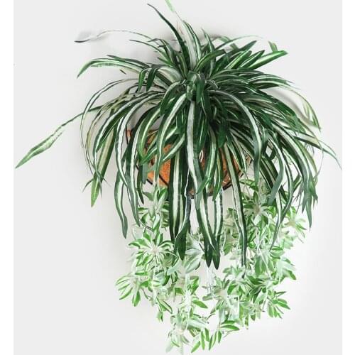 65cm Artificial Flowers Plants Wall Hanging Chlorophytum Potted Green Plants PVC Fake Simulation Flower Living Room Decor