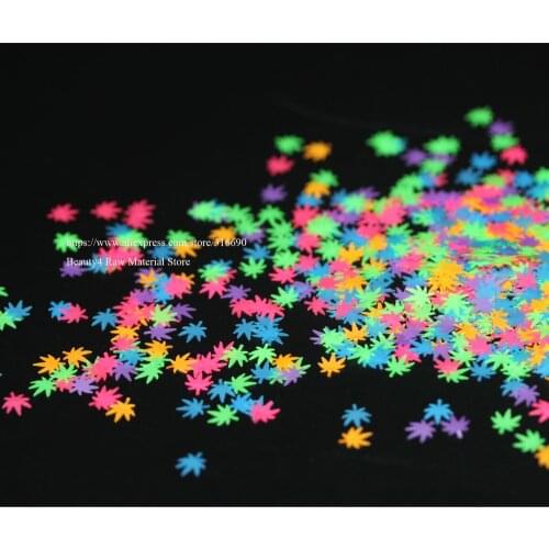 Cosmetic Neon Maple Leaf Sequins Glitter Festival Rave Beauty Makeup Face Body Nail Manual Resin DIY Craft Decoration Wholesale
