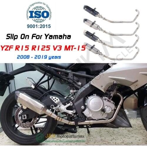 Motorcycle Full Exhaust Escape System Modifed Middle Pipe Slip On For Yamaha YZF-R125 R15 MT125 MT15 YZF R125 2008-2018 Exhaust