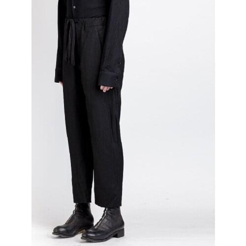 Mens clothing GD Hair Stylist fashion Catwalk Linen loose Ventilation casual pants trousers plus size costumes