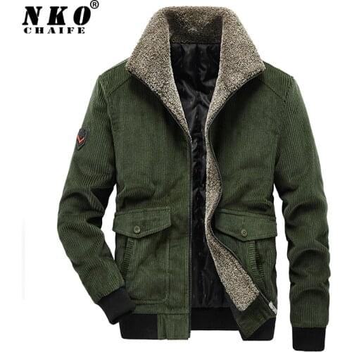 CHAIFENKO Brand Men Bomber Jacket Parka Coat Men Winter Thick Warm Corduroy Military Coat Men Fur Collar Army Tactics Jacket Men