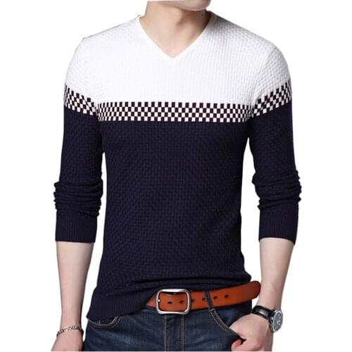 Men Brand knitted Sweater 2020 Sweater Business Leisure Sweater Pullover V-neck Mens Fit Slim Sweaters Knitted for Man clothes