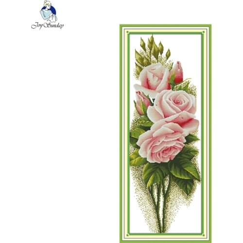 Joy sunday Pink Rose Patterns Send Gift Counted Cross Stitch kit DIY Hand Made Embroidery set DMC Needlework Home Decoration