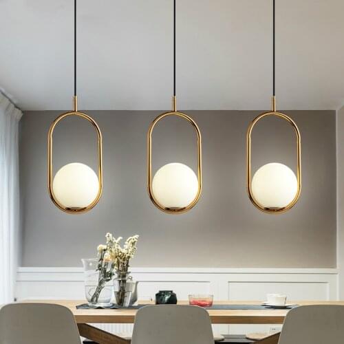 Nordic Simple Brass Gold E14 Led Pendant Light Dining Room Metal Glass Globe Pendant Lamp Hanging Lamp Indoor Suspend Lamp