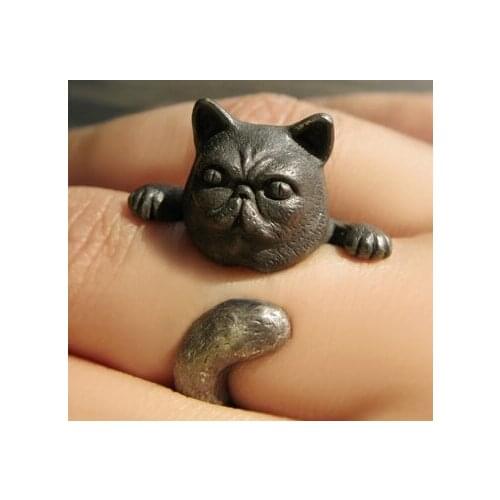 Newest Retro Hippie Garfield Cat Ring Free Size Fashion Animal Jewelry For Women Men Pet Lover