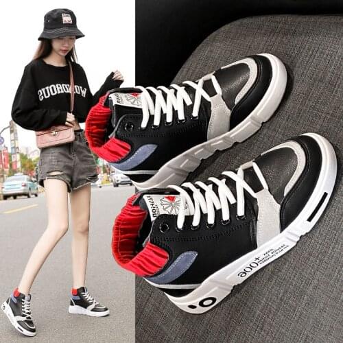2021 Spring New High-top White Woman Shoes Korean Student Single Shoes Platform Casual Running Shoes Trend Sport