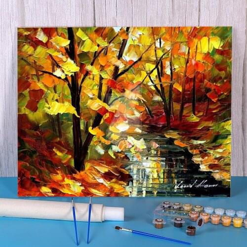 Autumn Stream Paint By Numbers Set Acrylic Paints 40*50 Picture By Numbers Photo Decoration Crafts Adults Drawing