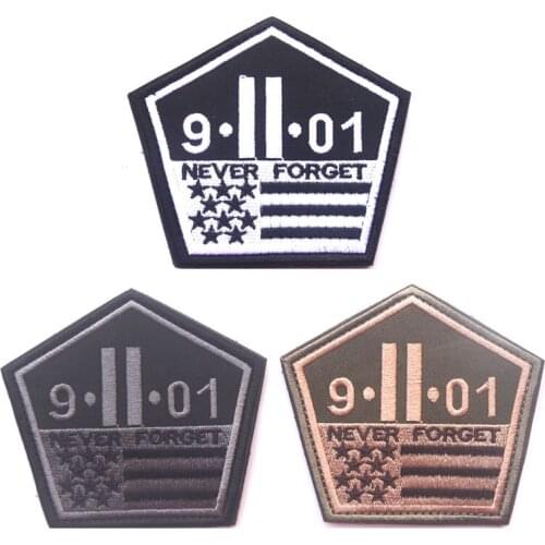 9-11 memorial patch 911 Never forget patch twin tow tactical patches military badge hook biker for cap vest
