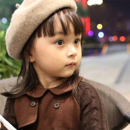 Sale Solid Baby Girls Autumn Winter Hipster Joker Wool Felt Beret Kids Hat for Children Head Scarf Wrap Hat Cap L1127