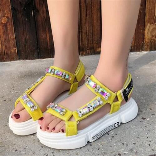 New Fashion Rhinestone Women Sandals 2019 Breathable Comfortable Non-slip Ladies Walking Summer Beach Sandals Shoes women