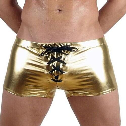 Sexy Men Lingerie Faux Leather Underwear Boxer Briefs Shorts Thongs Bikini Club Jocky Boxershorts Men Swim Briefs Gay Underwear