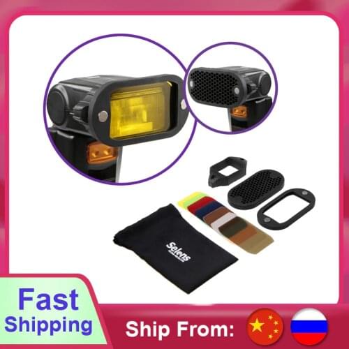 Selens Flash Speedlight Honeycomb Grid Diffuser Reflector with Magnetic Gel Band 7Pcs filters Flash Accessories Kit