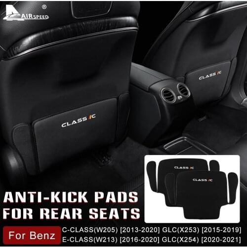 AIRSPEED for Mercedes Benz C E Class W205 W213 GLC X253 X254 Accessories Car Seat Cover Back Protective Anti Kick Pad Sticker