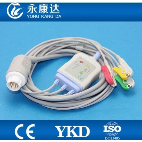 Compatoble for HP MP30 IEC,Clip three lead ECG cable and leadwires,12pins