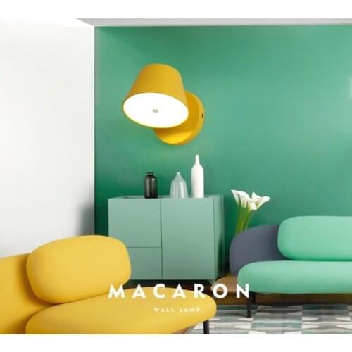 Nordic modern minimalist bedside wall lamp rotatable LED bedroom creative interior macarons living room aisle wall lamp