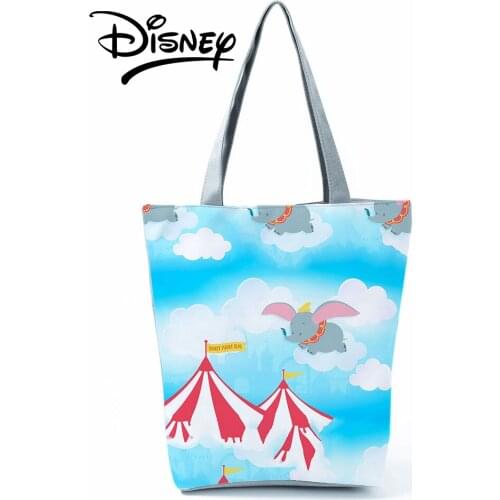 Disney Dumbo Printed Handbag Tote Cartoon Elephant High Capacity Bag Blue Women Shoulder Bag Sky Clouds Shopping Bag Wholesale