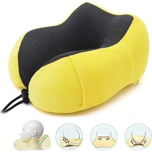 HMUNII U Shaped Memory Foam Neck Pillows Soft Slow Rebound Space Travel Pillow Solid Neck Cervical Healthcare Travel accessories