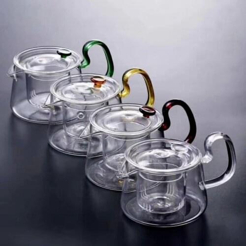 Thickened glass teapot large capacity home high temperature filter health flower brewing teapot heat-resistant bright color pot