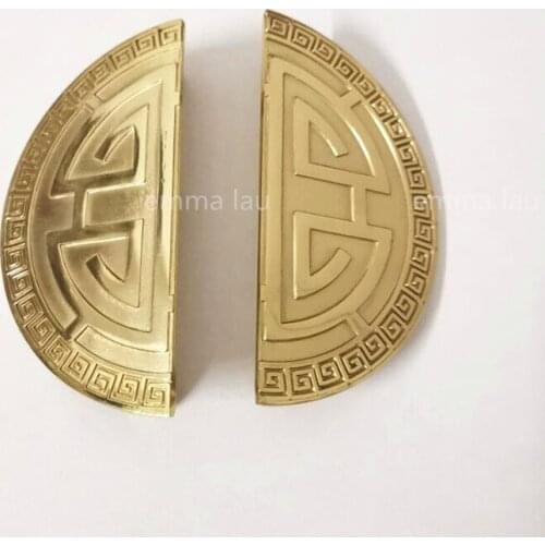 1Pair Round Drawer Furniture Cabinet Door Knob And Handle Solid Copper Cupboard Handles Chinese Gold Kitchen Cabinet Handle