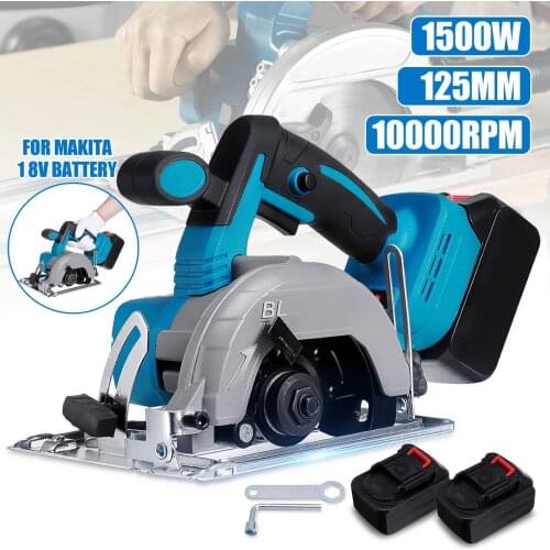 1500W 125mm Cordless Electric Circular Saw 45° Adjustable Wood Cutter Sawing Power Machine 2/1 Battery for 18V Makita Battery