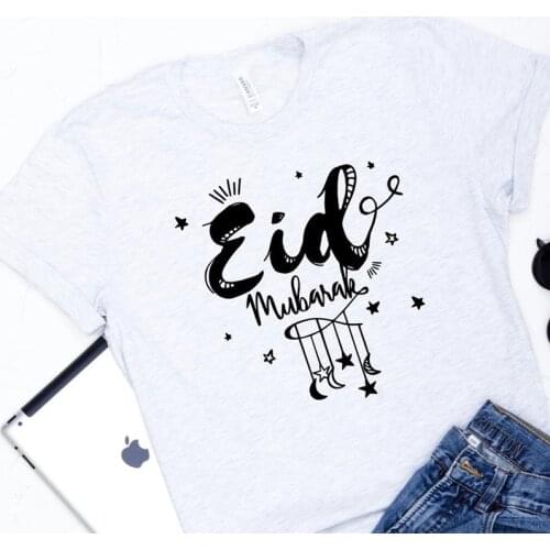 2022 new Women t shirt Eid Mubarak Muslim Islamic Ramadan Mubarak Kareem Holiday party decoration supplies favor gift present