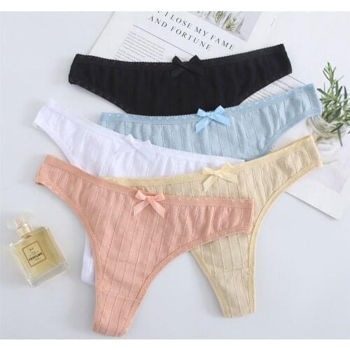 3Pcs Sexy Womens Lingerie Cotton G-String Soft Comfortable Thong Low-Rise Briefs Underwear Women String Lady Intimate Panties