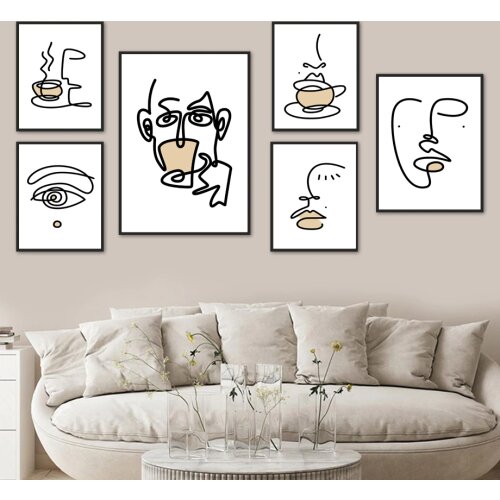 Abstract Line Human Face Bread Milk Eye Wall Art Canvas Painting Nordic Posters And Prints Wall Pictures For Living Room Decor