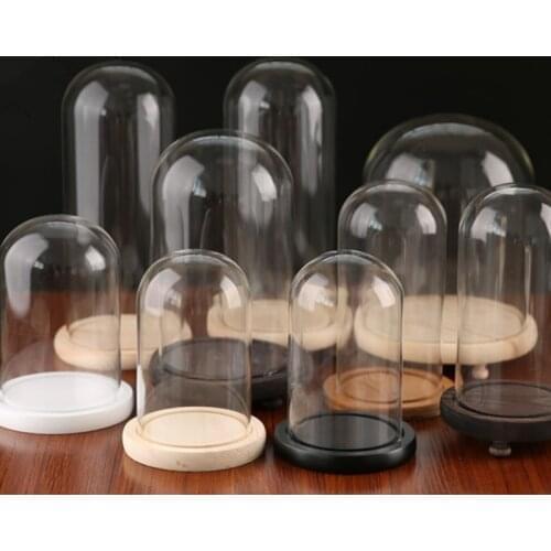 Free Shipping 10*15cm Glass Dome Vase Different Base Home Decoration Creative Cylinder Shape Cover Wedding Friend Favor Gift