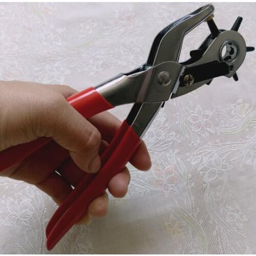 Household Belt Hole Puncher Tool for Leather Leathercraft Holes Punching Machine 6-in-1 Hand Pliers Leather Tools