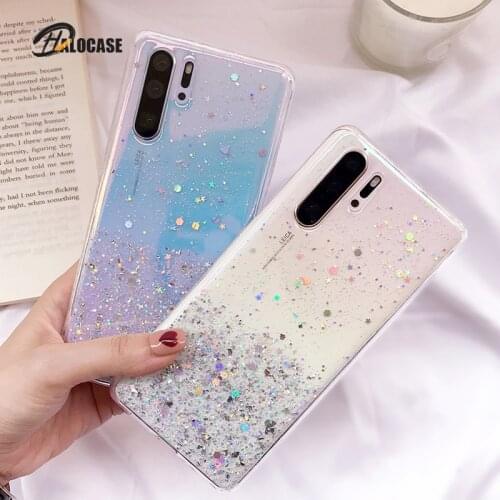 Transparent silicone case for huawei, star glitter case for huawei p30 lite p20 pro honor 20 mate 30 p40 lite huawei p30 pro