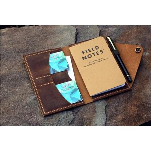 Personalized rustic real leather cover case organizer for field notes pocket size 3.5 x 5.5 inch notebook , leather EDC cover