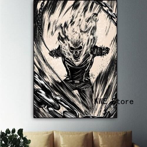 Black and White Wall Art Poster Abstract Ghost Canvas Painting Wall Pictures for Living Room Cuadros Home Decorative Painting