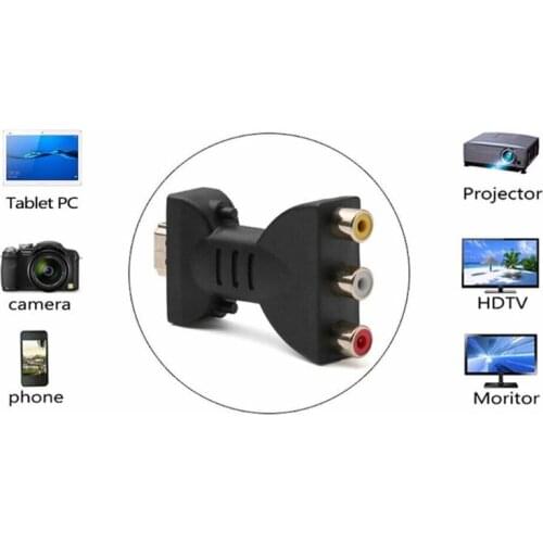 Black HDMI-compatible Male to 3 RCA Female Composite AV Video Adapter Converter Gold-plated plug and pure copper
