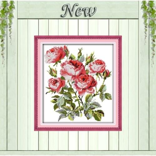 Blooming roses flowers decor painting counted print on canvas DMC 14CT 11CT Chinese Cross Stitch Needlework Sets Embroidery kits