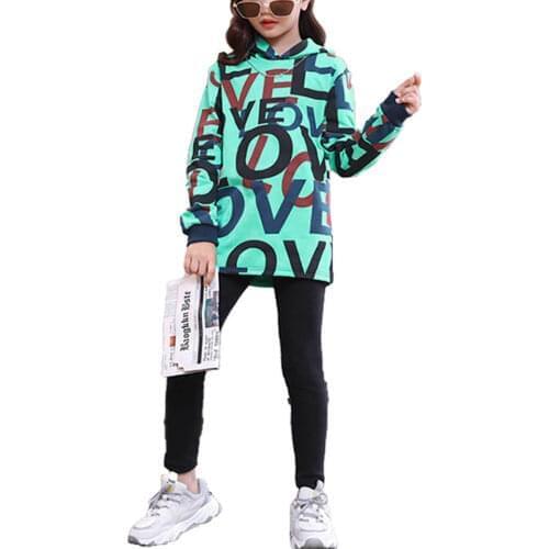 Oyolan Children Clothing Spring Autumn Sweatshirts Dress Hoodie Hooded Tops Girls Clothing Teen Clothes For Girls 12 13 14 Years