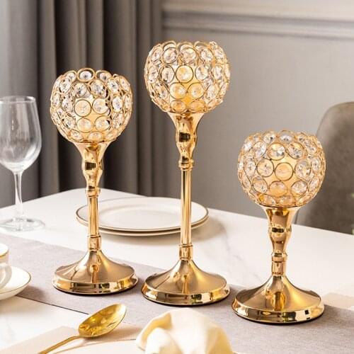 Europe Creative Candle Stand Crystal Candlestick Ornaments Hotel Decoration Housewares Romantic Dinner Tabletop Metal Crafts